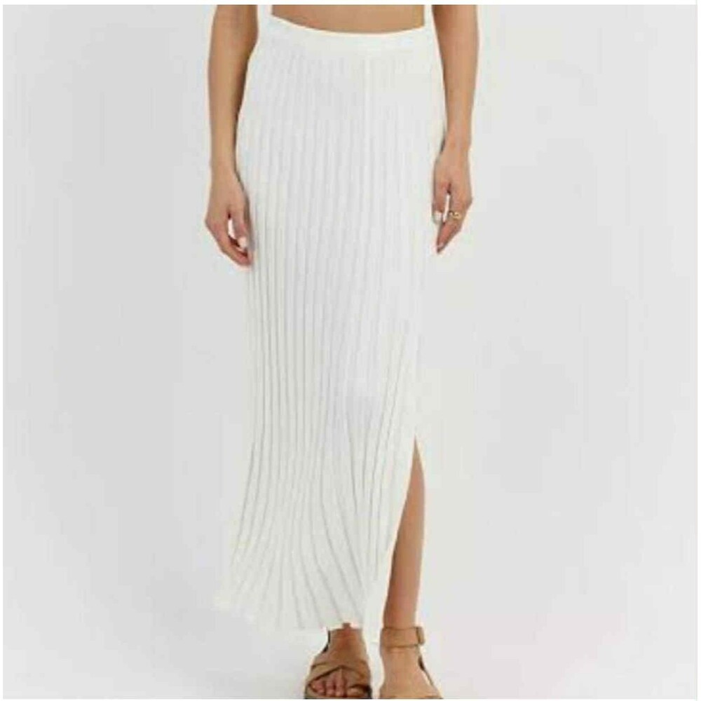 Dissh sz 8 fits S / M Stretch Maxi Sweater Knit Skirt White Minimalist Luxury